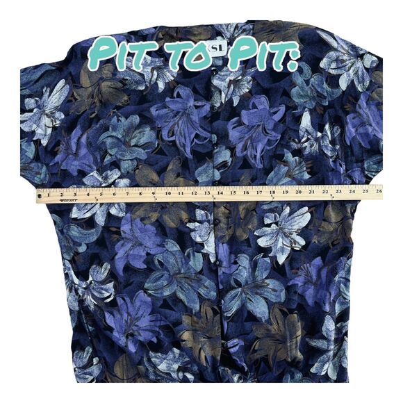 Vintage KSL Karin Stevens Shirtdress Womens Large Floral Boxy Button Tie Front - Picture 11 of 12